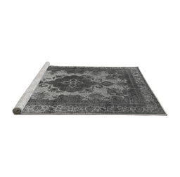 Sideview of Machine Washable Oriental Gray Industrial Rug, wshurb2132gry