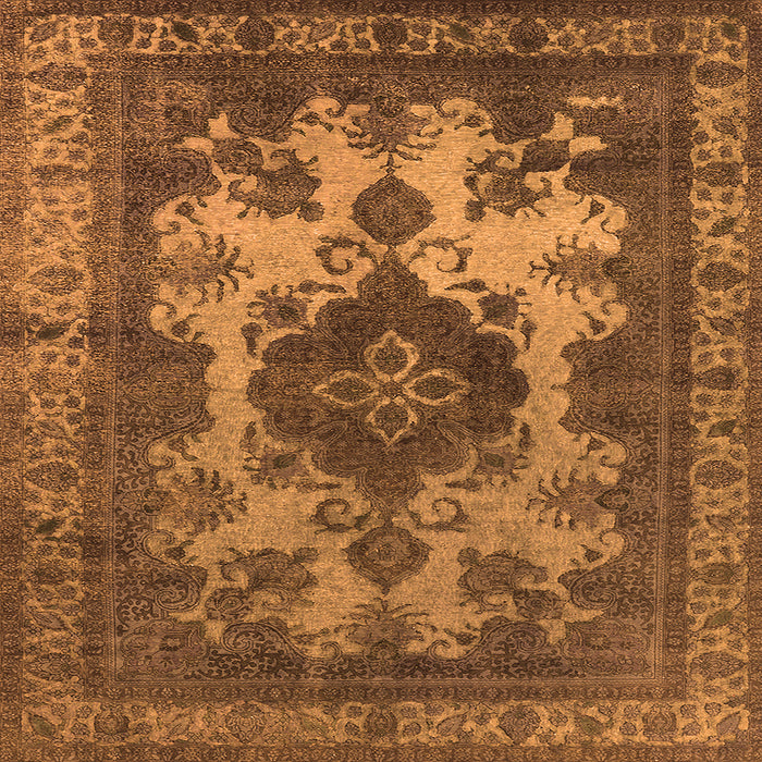 Square Machine Washable Oriental Orange Industrial Area Rugs, wshurb2132org