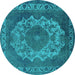 Round Oriental Turquoise Industrial Rug, urb2133turq