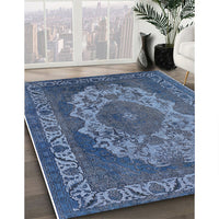 Mid-Century Modern Light Purple Blue Oriental Rug, urb2133