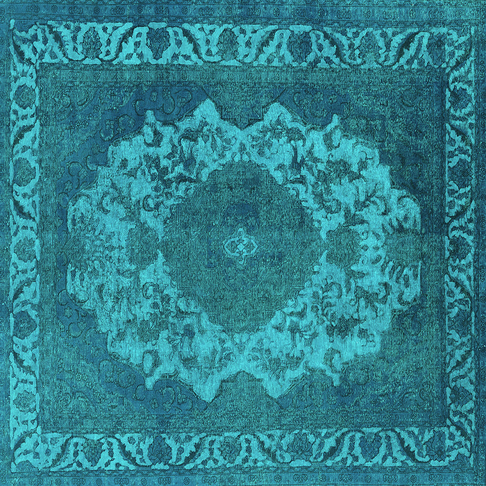 Square Oriental Turquoise Industrial Rug, urb2133turq