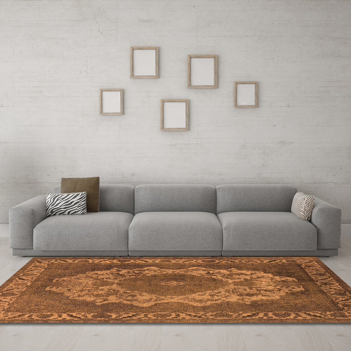 Machine Washable Oriental Orange Industrial Area Rugs in a Living Room, wshurb2133org