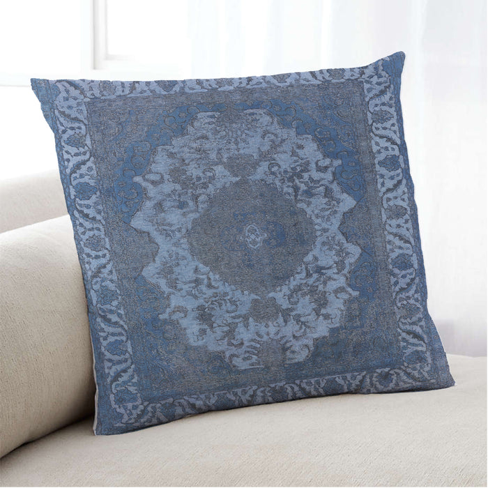 Lifestyle Image of Mid-Century Modern Urban Square Light Purple Blue Throw Pillow, 18 inch by 18 inch, pwurb2133