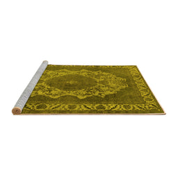 Sideview of Machine Washable Oriental Yellow Industrial Rug, wshurb2133yw