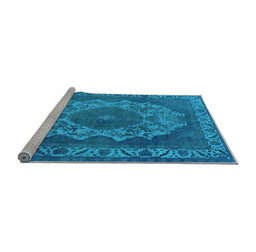 Sideview of Machine Washable Oriental Light Blue Industrial Rug, wshurb2133lblu