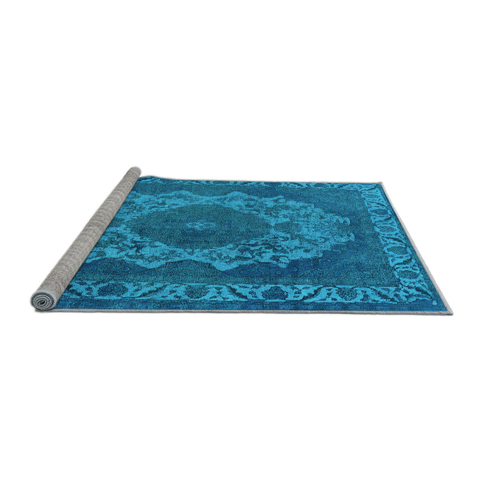 Sideview of Machine Washable Oriental Light Blue Industrial Rug, wshurb2133lblu