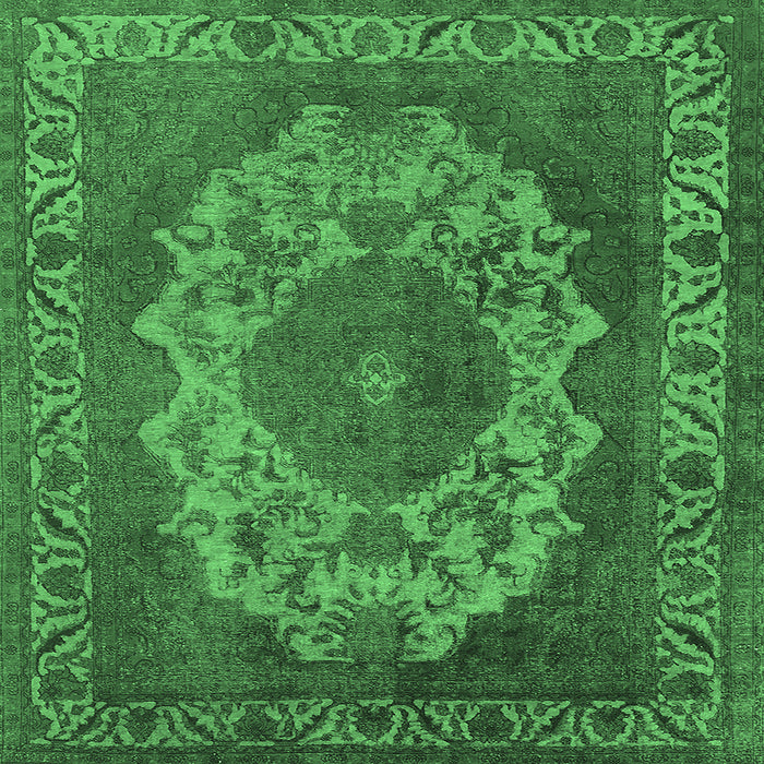 Square Oriental Emerald Green Industrial Rug, urb2133emgrn