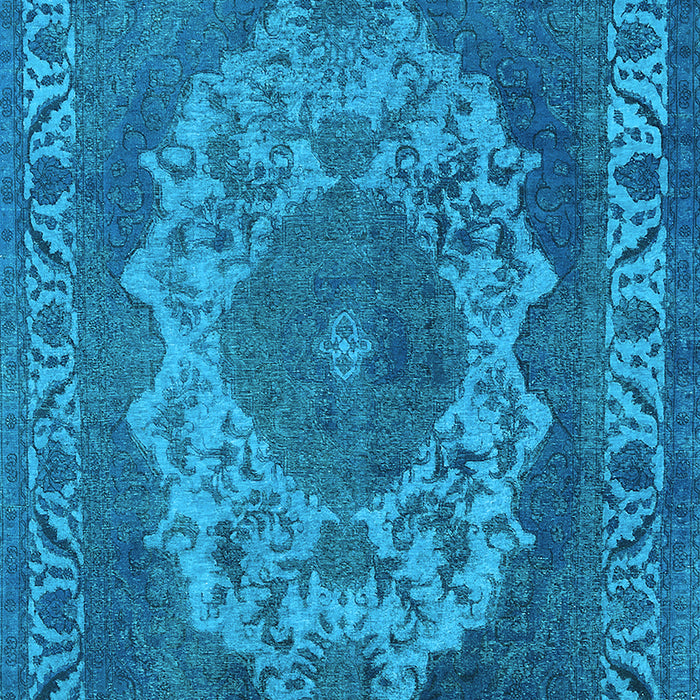 Machine Washable Oriental Light Blue Industrial Rug, wshurb2133lblu