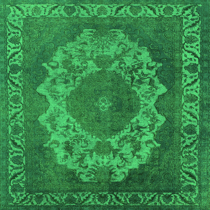 Square Oriental Green Industrial Rug, urb2133grn
