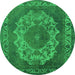 Round Oriental Green Industrial Rug, urb2133grn