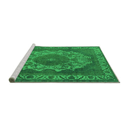 Sideview of Machine Washable Oriental Green Industrial Area Rugs, wshurb2133grn