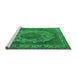 Sideview of Machine Washable Oriental Green Industrial Area Rugs, wshurb2133grn