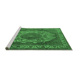 Sideview of Machine Washable Oriental Emerald Green Industrial Area Rugs, wshurb2133emgrn
