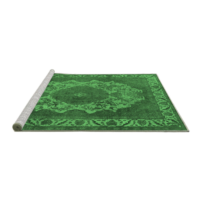 Sideview of Machine Washable Oriental Emerald Green Industrial Area Rugs, wshurb2133emgrn