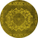 Round Oriental Yellow Industrial Rug, urb2133yw