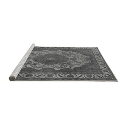 Sideview of Machine Washable Oriental Gray Industrial Rug, wshurb2133gry