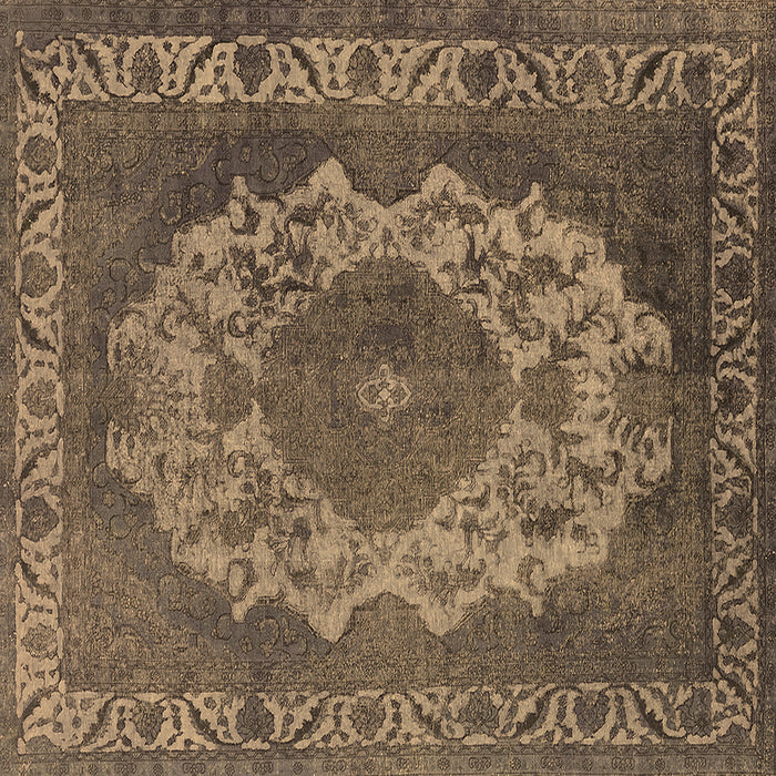Square Machine Washable Oriental Brown Industrial Rug, wshurb2133brn
