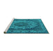 Sideview of Machine Washable Oriental Turquoise Industrial Area Rugs, wshurb2133turq