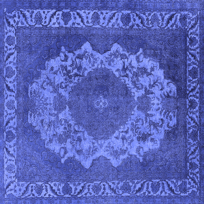 Square Machine Washable Oriental Blue Industrial Rug, wshurb2133blu