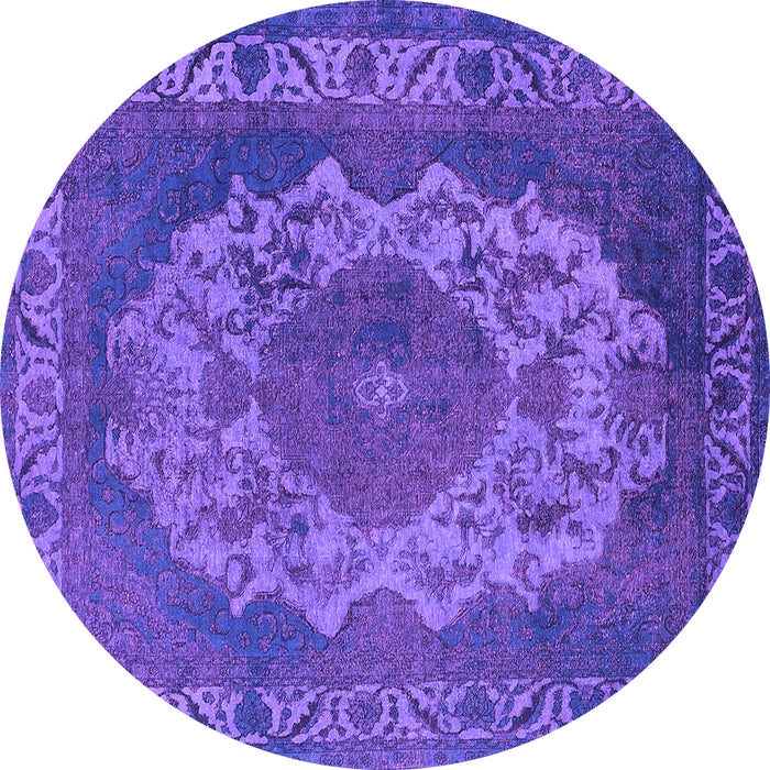 Round Machine Washable Oriental Purple Industrial Area Rugs, wshurb2133pur