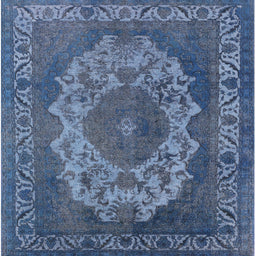 Square Mid-Century Modern Light Purple Blue Oriental Rug, urb2133