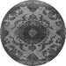 Round Machine Washable Oriental Gray Industrial Rug, wshurb2134gry