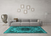 Machine Washable Oriental Turquoise Industrial Area Rugs in a Living Room,, wshurb2134turq