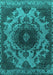 Machine Washable Oriental Turquoise Industrial Area Rugs, wshurb2134turq