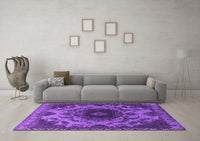 Machine Washable Oriental Purple Industrial Rug, wshurb2134pur