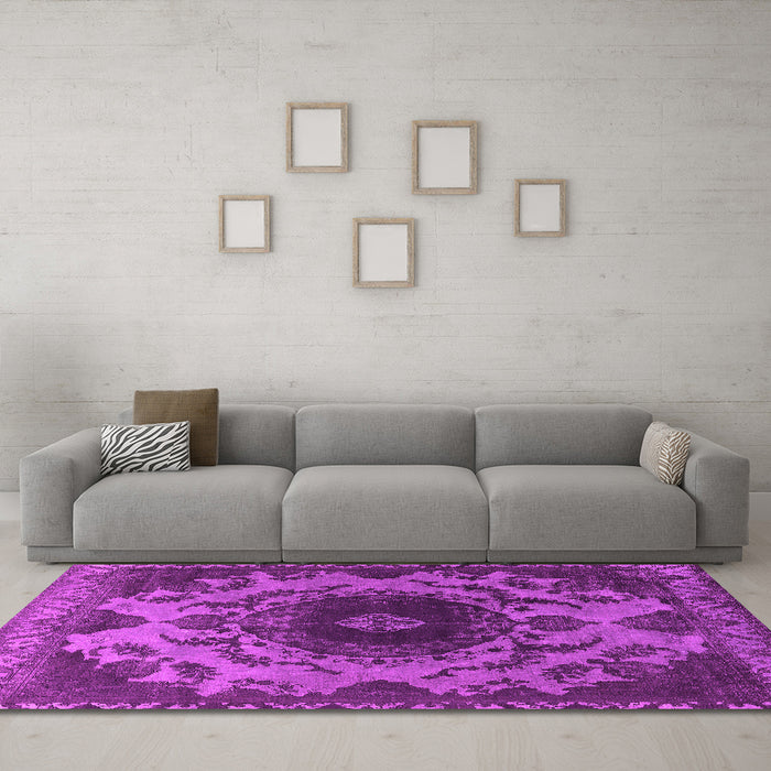 Machine Washable Oriental Pink Industrial Rug in a Living Room, wshurb2134pnk