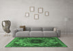 Machine Washable Oriental Emerald Green Industrial Area Rugs in a Living Room,, wshurb2134emgrn