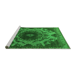 Sideview of Machine Washable Oriental Green Industrial Area Rugs, wshurb2134grn