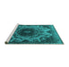 Sideview of Machine Washable Oriental Turquoise Industrial Area Rugs, wshurb2134turq