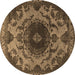 Round Oriental Brown Industrial Rug, urb2134brn