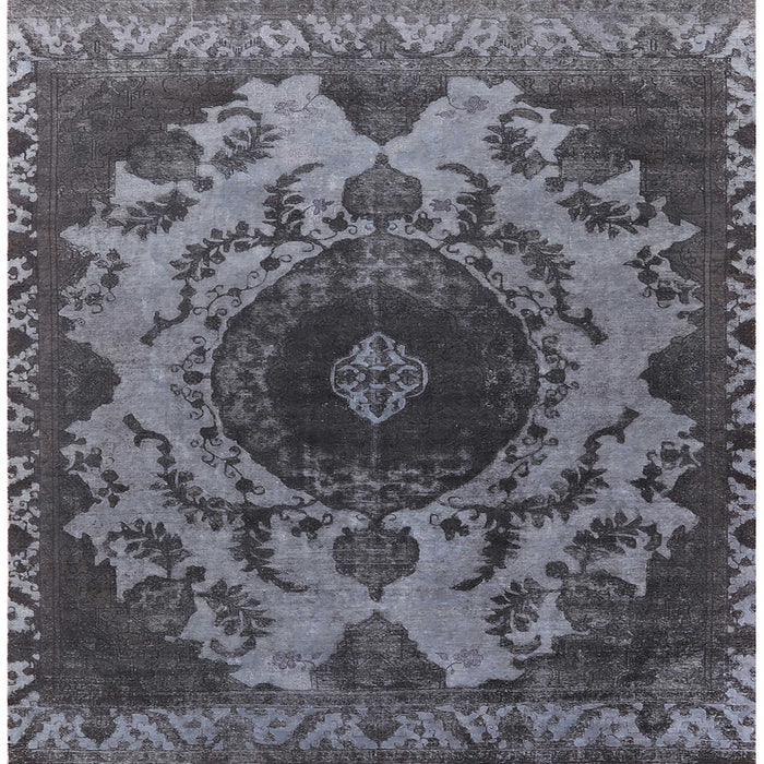 Square Mid-Century Modern Light Black Oriental Rug, urb2134