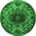 Round Oriental Green Industrial Rug, urb2134grn