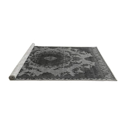 Sideview of Machine Washable Oriental Gray Industrial Rug, wshurb2134gry