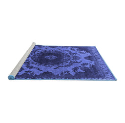Sideview of Machine Washable Oriental Blue Industrial Rug, wshurb2134blu