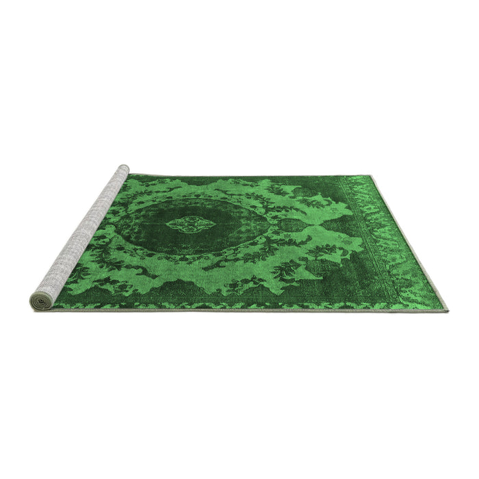 Sideview of Machine Washable Oriental Emerald Green Industrial Area Rugs, wshurb2134emgrn