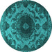 Round Oriental Turquoise Industrial Rug, urb2134turq