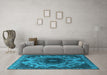 Machine Washable Oriental Light Blue Industrial Rug in a Living Room, wshurb2134lblu