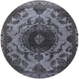 Round Mid-Century Modern Light Black Oriental Rug, urb2134