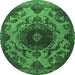 Round Oriental Emerald Green Industrial Rug, urb2134emgrn