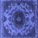 Square Machine Washable Oriental Blue Industrial Rug, wshurb2134blu