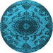 Round Oriental Light Blue Industrial Rug, urb2134lblu