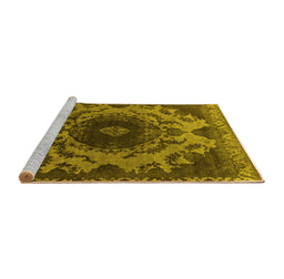 Sideview of Machine Washable Oriental Yellow Industrial Rug, wshurb2134yw