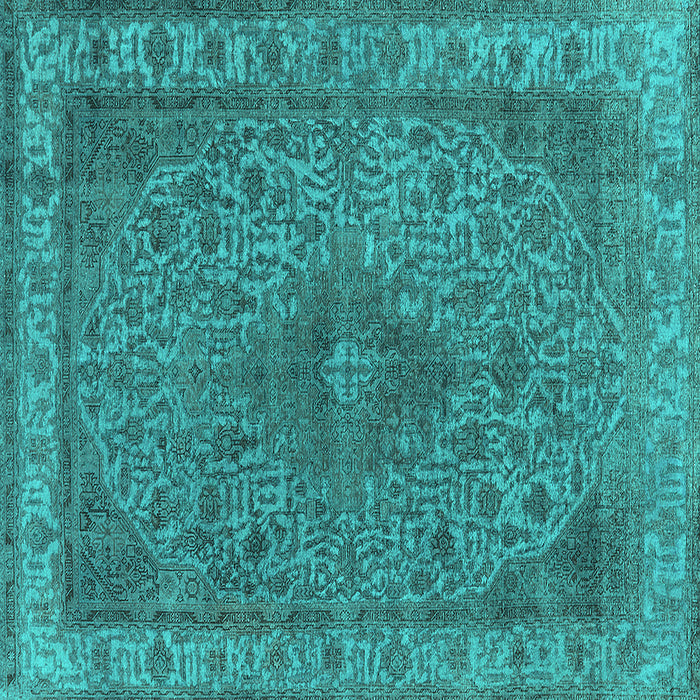 Square Oriental Turquoise Industrial Rug, urb2135turq
