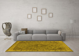 Machine Washable Oriental Yellow Industrial Rug in a Living Room, wshurb2135yw
