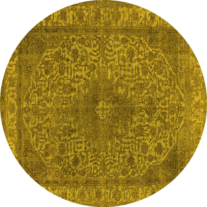 Round Oriental Yellow Industrial Rug, urb2135yw