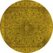 Round Oriental Yellow Industrial Rug, urb2135yw